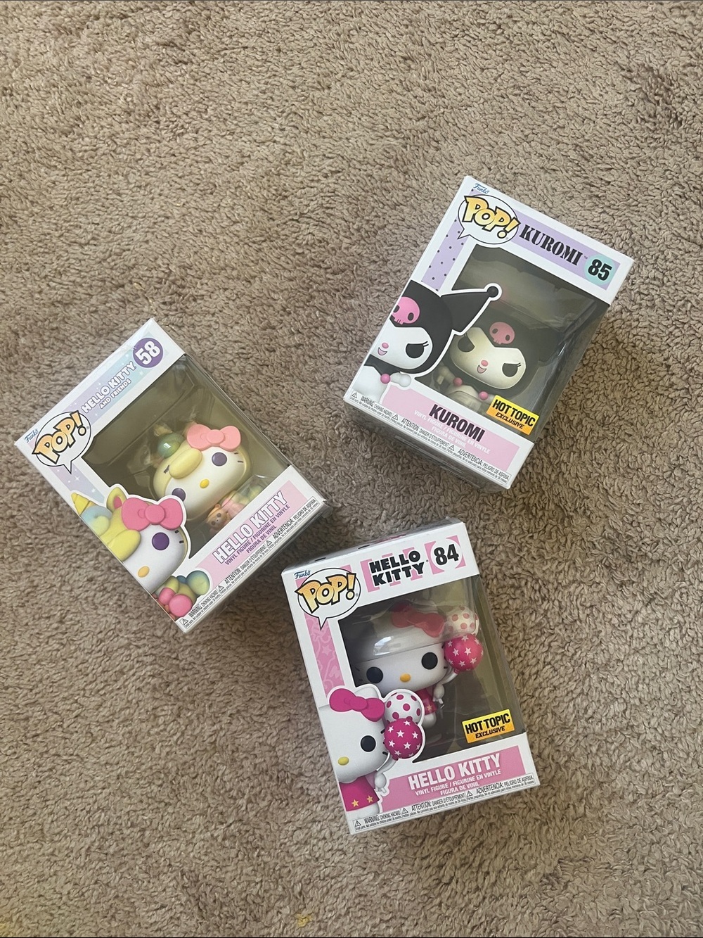 Funko Pop! Hello Kitty & Kuromi Vinyl Figures - Pink 58 84 85